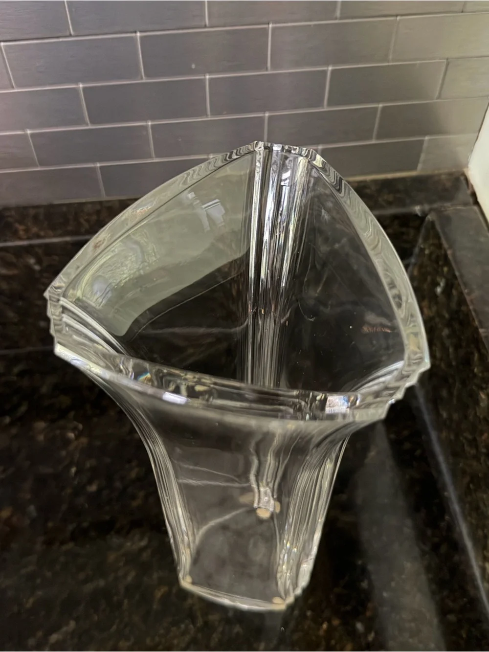 Baccarat 9.75” Crystal Triangular Vase | Made in France